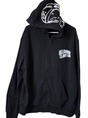 BILLIONAIRE BOYS CLUB logo full zip hoodie black white size M